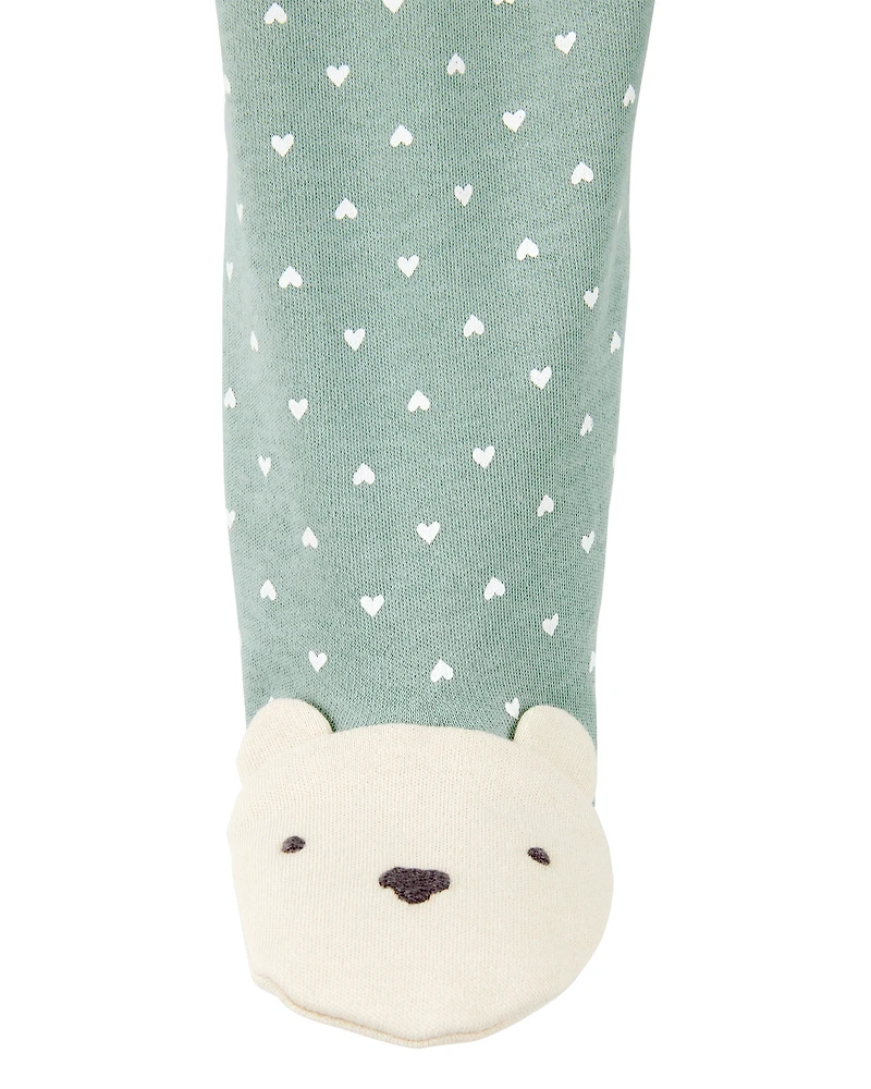 Baby Girl Polka Dot 2-Way Zip Cotton Sleeper pyjamas