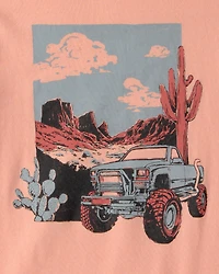 Kid Mountain Truck Graphic Tee - Orange