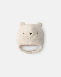 Baby Polar Bear Christmas Fleece Hat - Cream