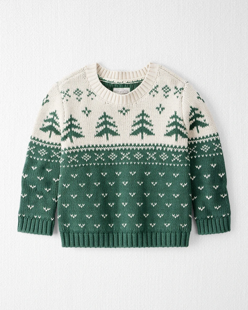 Toddler Organic Cotton Evergreen Fair Isle Sweater