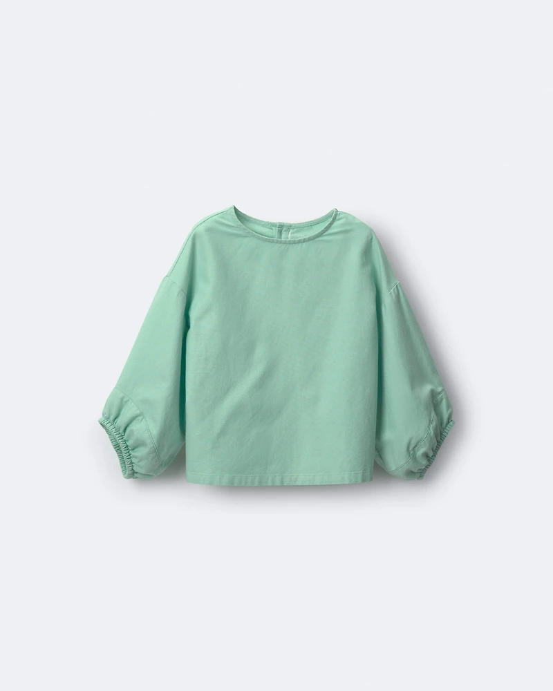 Toddler Girl Blouson Cuffed Long-Sleeve Top - Green