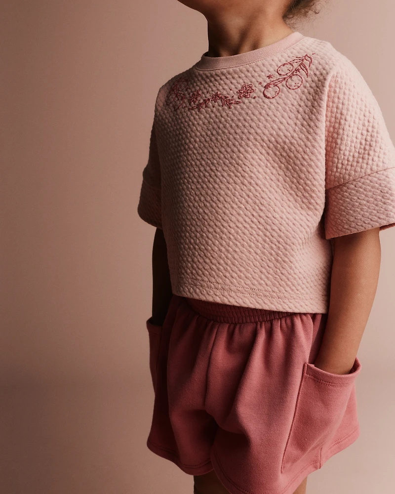 Toddler Girl High-Low Bubble Dolman Tee - Peach