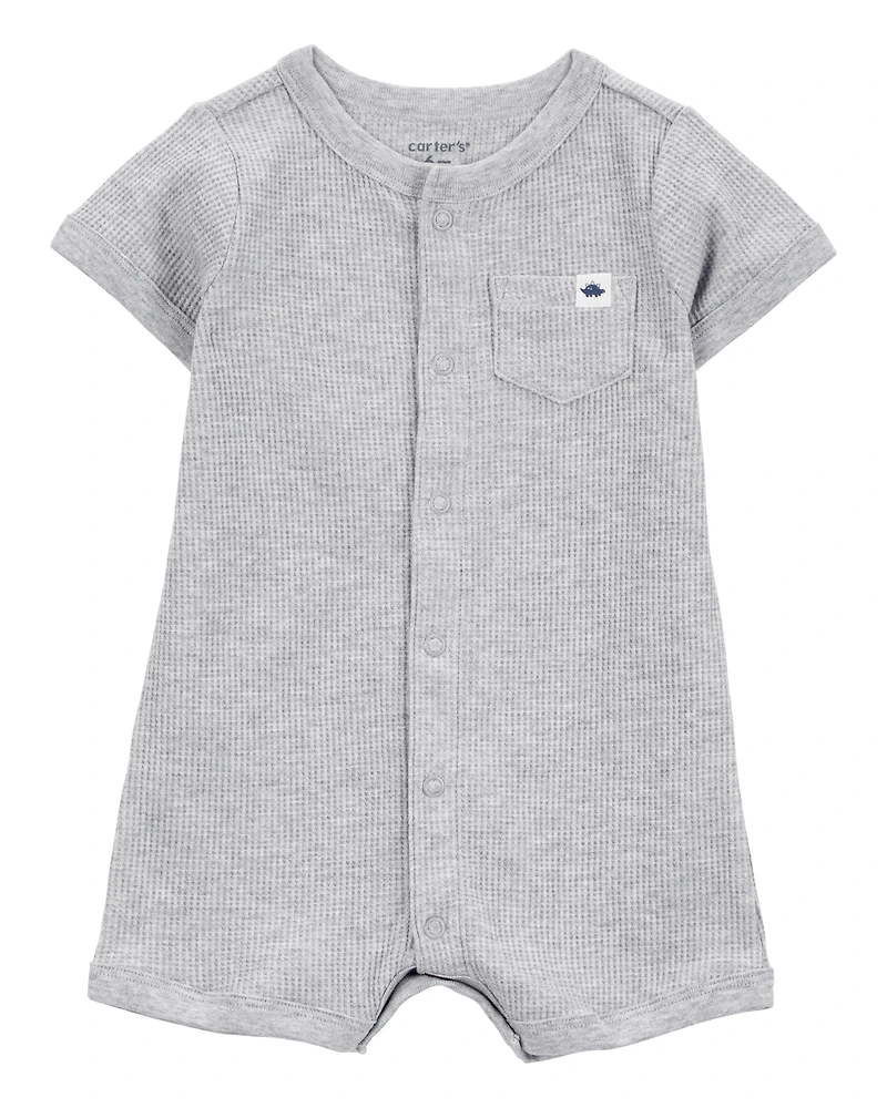 Baby Boy Waffle Knit Short-Sleeve Romper - Grey
