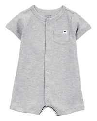 Baby Boy Waffle Knit Short-Sleeve Romper - Grey