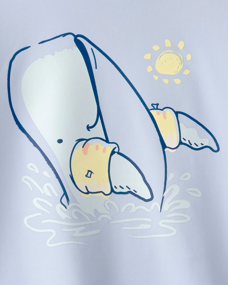 Toddler Boy 2-Piece Whale Rashguard & Swim Trunk Set - Blue