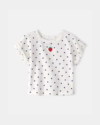 Baby Girl Strawberry Polka Dot Top - White