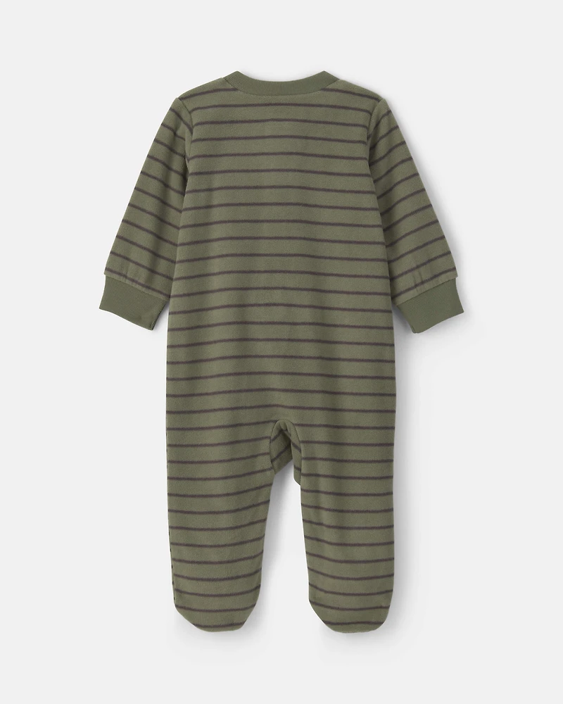 Baby Boy Tiger Striped Fleece 2-Way Zip Sleeper - Green
