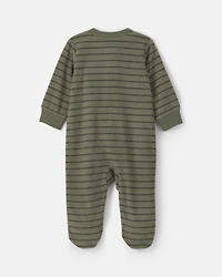 Baby Boy Tiger Striped Fleece 2-Way Zip Sleeper - Green