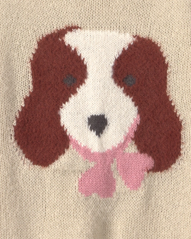Toddler Girl Dog Sweater - Brown