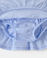 Baby Girl 2-Piece Floral Top & Skort Set - Blue