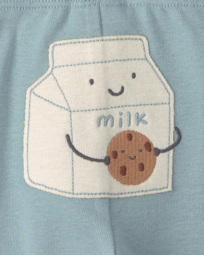 Baby Boy 3-Piece Milk & Cookies Long-Sleeve Bodysuit Pant Set - Blue/Cream