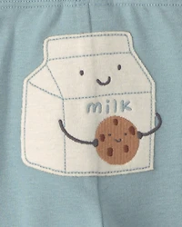 Baby Boy 3-Piece Milk & Cookies Long-Sleeve Bodysuit Pant Set - Blue/Cream