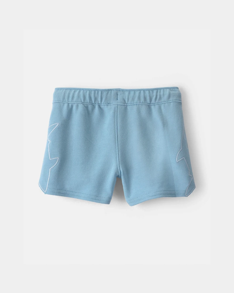 Baby Boy Shark French Terry Shorts - Blue