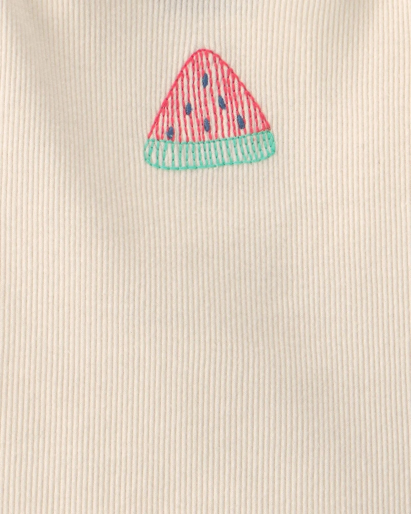 Baby Girl Watermelon Ribbed Tank Top - Cream