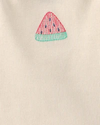 Baby Girl Watermelon Ribbed Tank Top - Cream