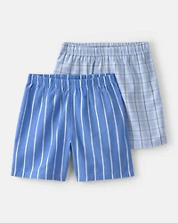 Boys 2-Pack Stripe Pyjama Shorts - Blue