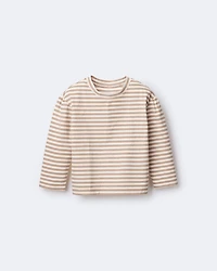 Toddler Girl Striped Long-Sleeve Relaxed Tee - Cream/Tan
