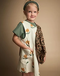 Toddler Girl Otter Pocket Jumper Floral Print - Cream