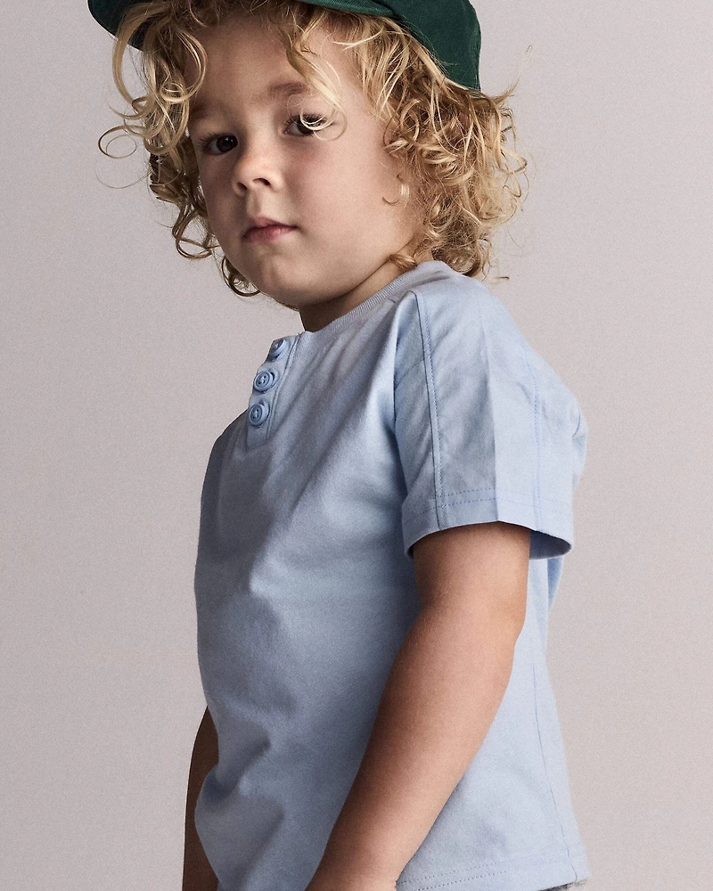 Toddler Boy Henley Tee - Blue