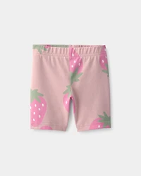 Toddler Girl Strawberry Bike Shorts - Pink
