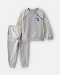 Baby Boy 2-Piece 'Team Player' French Terry Sweatshirt & Pant Set - Grey