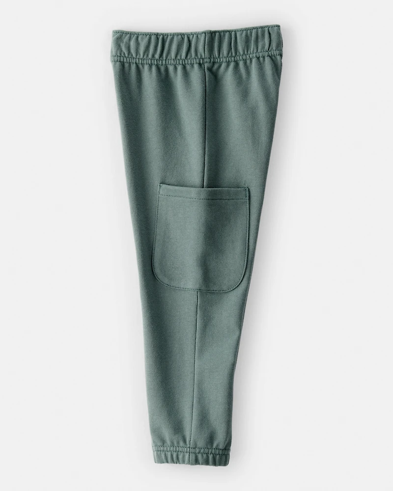 Toddler Boy Dinosaur French Terry Long-Sleeve Tee & Pant Set- Green/Grey