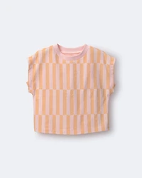 Toddler Girl Off-Center Stripe Dolman Tee - Rose/Light Orange
