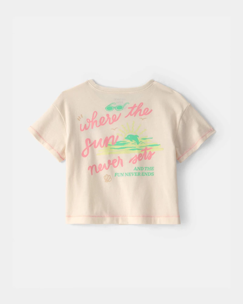 Baby Girl 'Where the Sun Never Sets' Graphic Tee - Cream