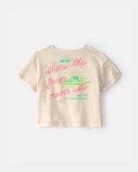 Baby Girl 'Where the Sun Never Sets' Graphic Tee - Cream
