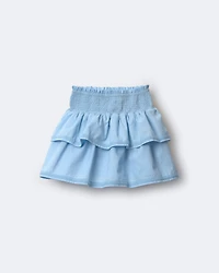 Toddler Girl Smocked Tiered Skirt - Blue