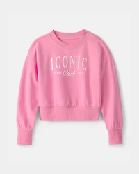 Girls 'Iconic Club' French Terry Pullover Sweatshirt - Pink