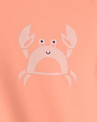 Toddler Boy Crab Solid Long-Sleeve Rashguard - Orange