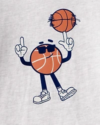 Toddler Boy Basketball Long-Sleeve Graphic Tee - Grey