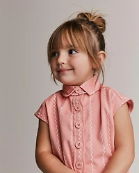 Toddler Girl Sleeveless Button-Down Top Stripes - Light Pink