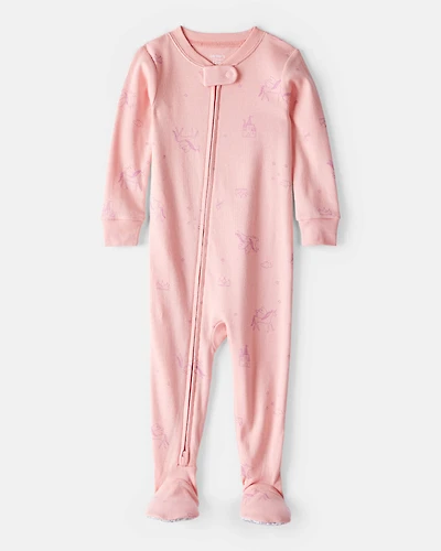 Baby Girl Fairy Star Print 100% Cotton Long-Sleeve Snug Fit 1-Piece pyjamas - Pink