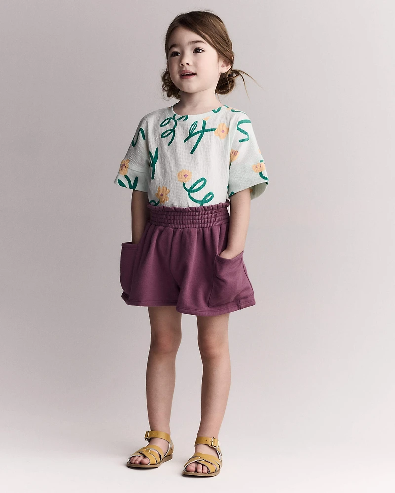 Toddler Girl Fleece Swing Shorts with Pockets – Burgundy
