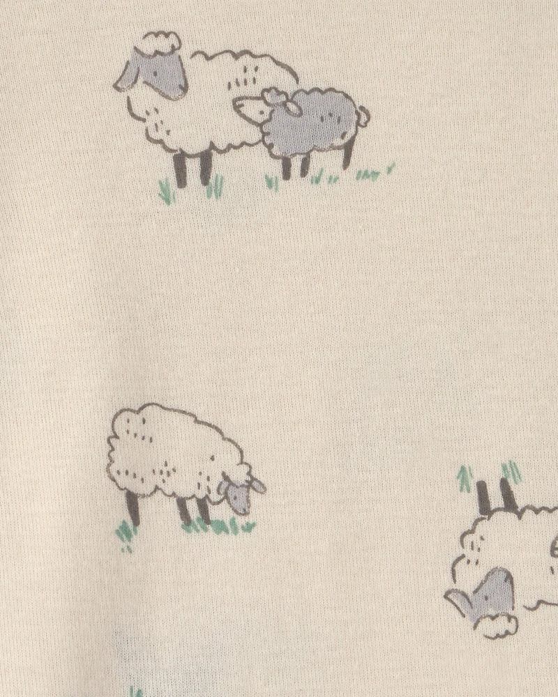 Baby 6-Pack Sheep Long-Sleeve Bodysuits - Grey/White