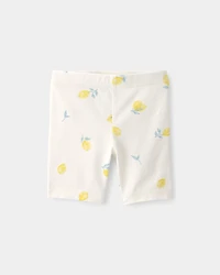 Toddler Girl Lemon Bike Shorts - Cream