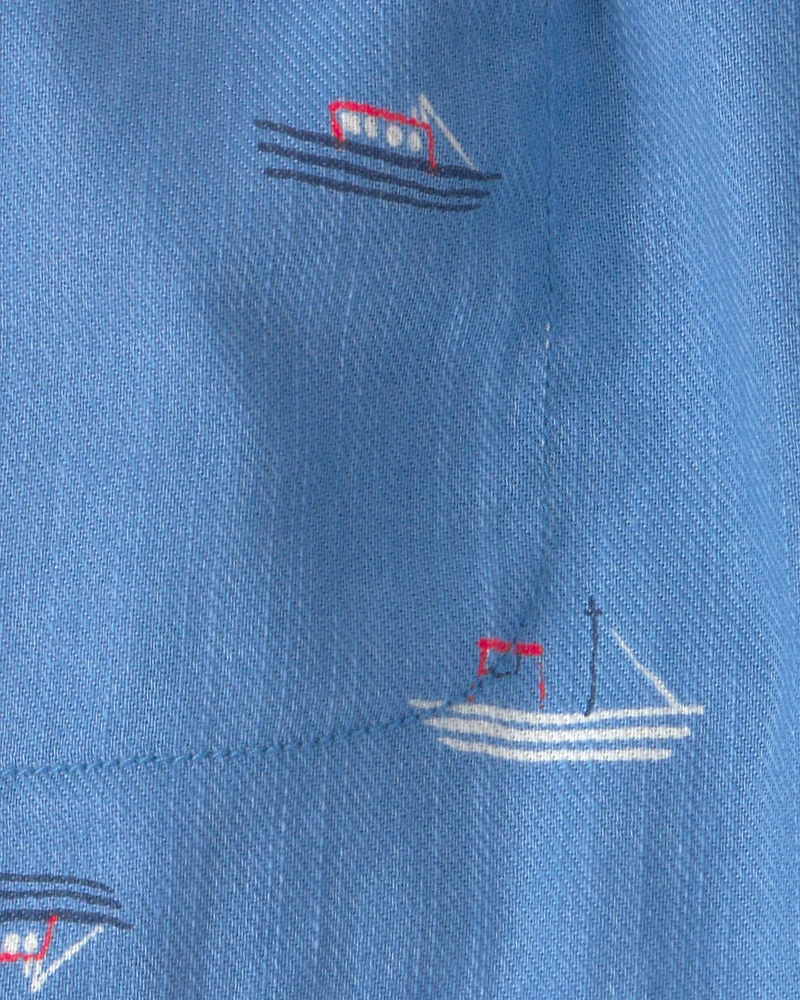 Toddler Boy Sailboat Twill Shorts - Blue