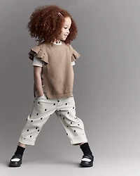 Toddler Girl Polka Dot Cuffed Barrel Pant - Ivory