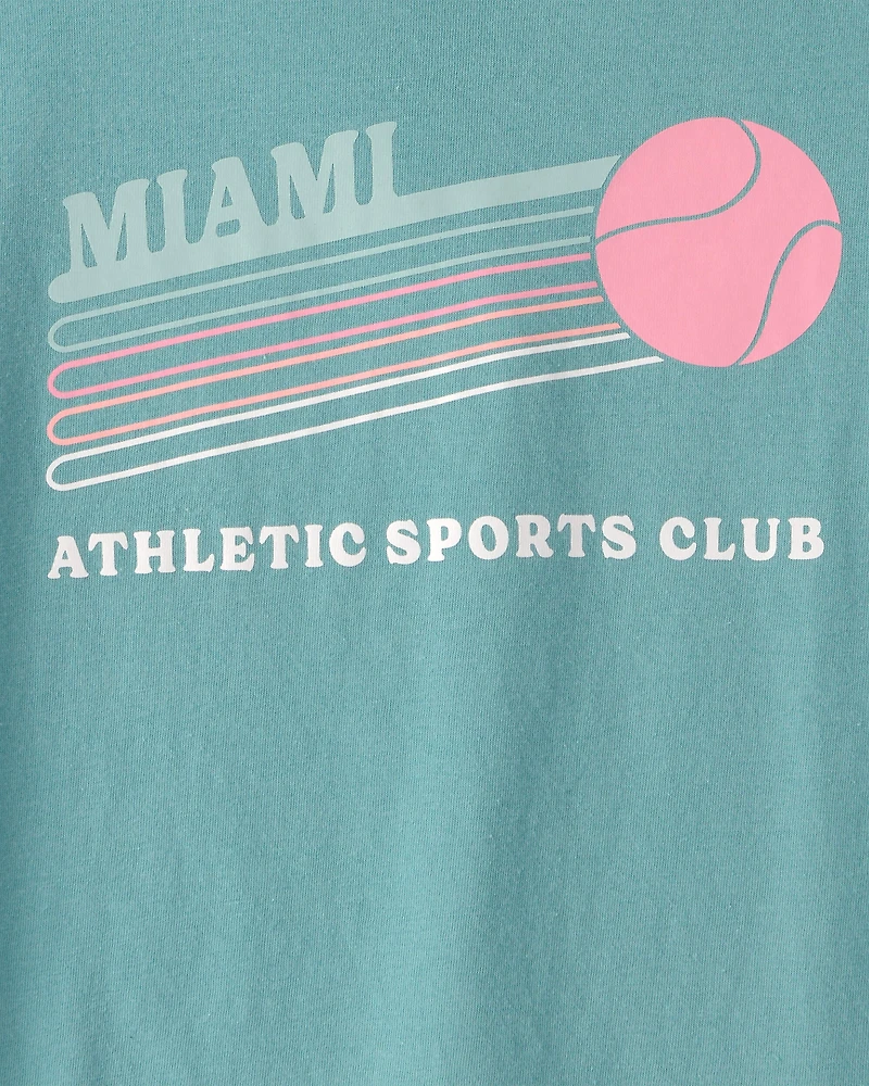 Girls 'Miami Sports Club' Graphic Tee - Blue