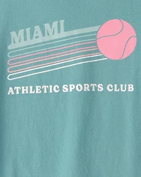 Girls 'Miami Sports Club' Graphic Tee - Blue