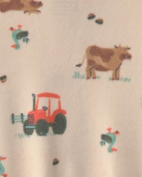 Baby Boy Tractor 2-Way Zip Sleeper - Brown