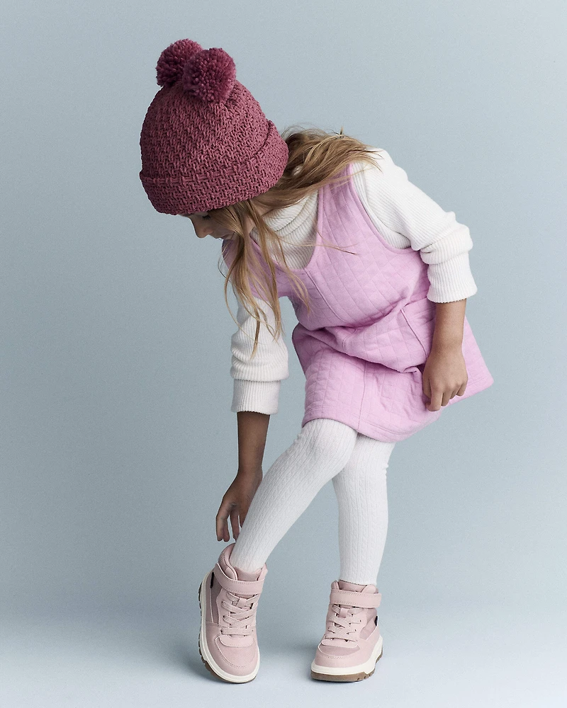 Toddler Girl Pom Beanie - Burgundy