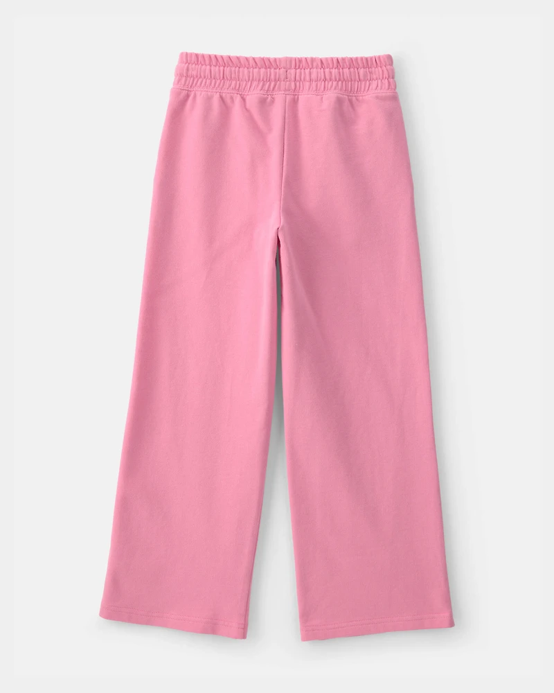 Girls French Terry Wide-Leg Pants - Pink