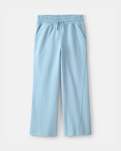 Girls French Terry Wide-Leg Pants - Blue