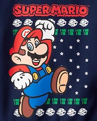 Boys Nintendo Super Mario Long-Sleeve Pullover Sweatshirt - Blue