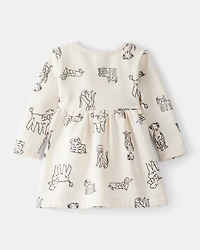 Baby Girl DayDream Fleece Puppy Knit Dress - Ivory