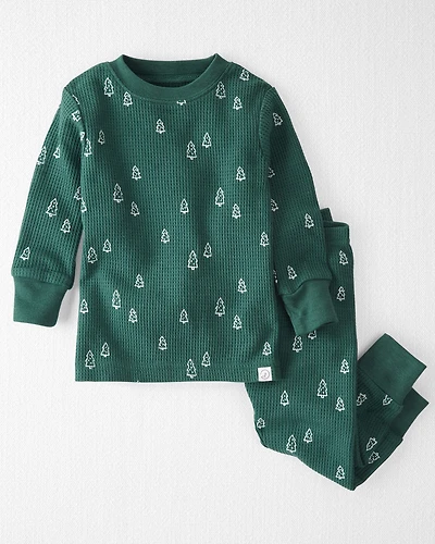 Baby Christmas Tree Print Waffle Knit Pyjamas Made with Organic Cotton