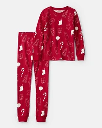 Kid Holiday Print 2-Piece Pyjama Set